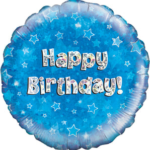 Happy Birthday Blue Foil 18" with age or plain