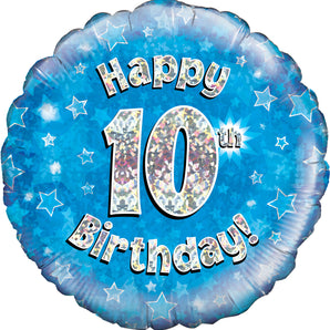 Happy Birthday Blue Foil 18" with age or plain