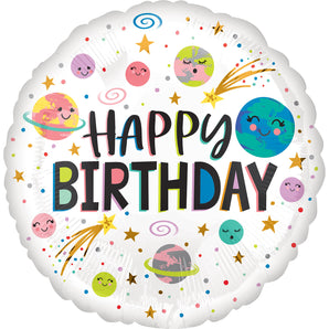 Planets Smiling Happy Birthday 18" Foil