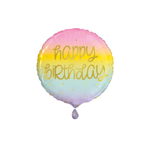 Birthday Pastel Rainbow Gold Foil 18"